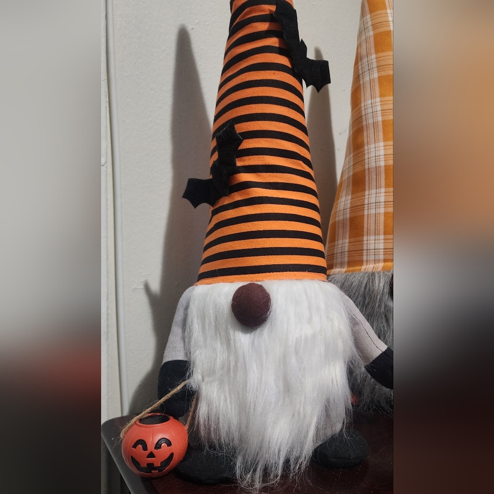 Halloween Gnome Costume with Orange and Black Stripes